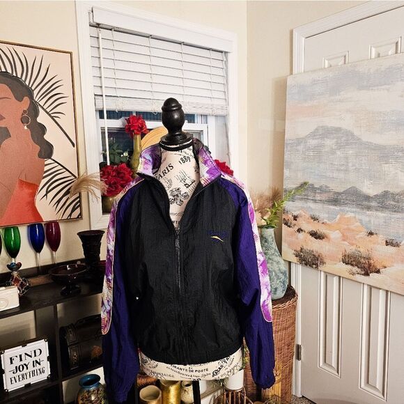 Reebok Vintage Retro Zip UP Windbreaker  Sz S Southwest Design Jacket - Picture 3 of 15